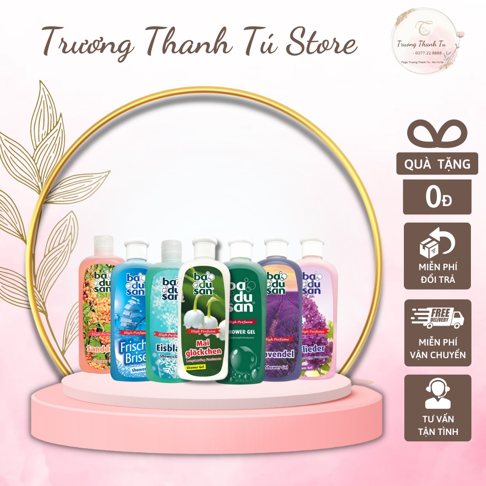 Sữa tắm nước hoa thuần chay Organic Badusan nhập khẩu Đức, 8 loại hương (500ml)