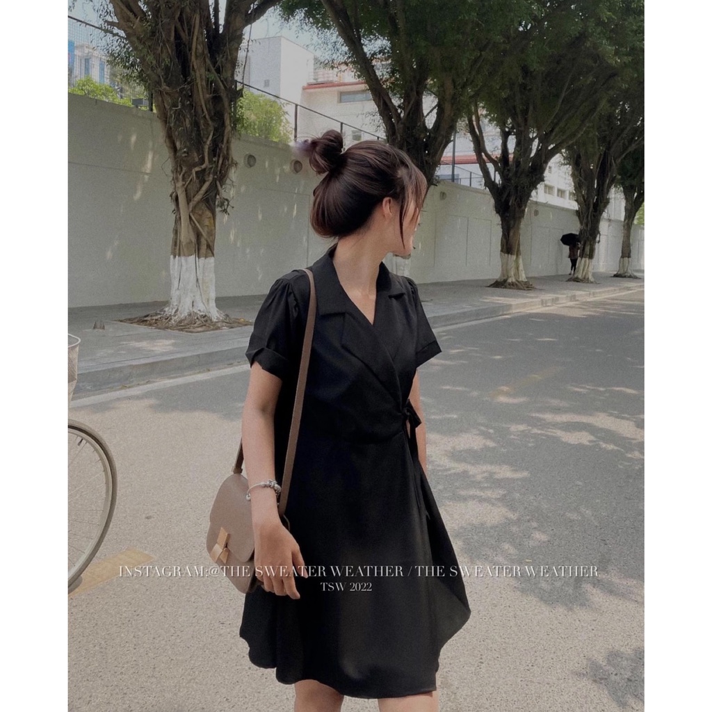 VÁY CỔ VEST THẮT EO DÁNG CHỮ - ĐẦM SƠ MI CỔ VEST BUỘC NƠ EO XÒE KOZODA D45 | BigBuy360 - bigbuy360.vn