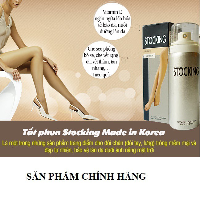 xịt chống nắng trắng da Stocking tất phun che khuyết điểm chân sẹo bớt thâm mụn rạn da chống nắng SPF 50+