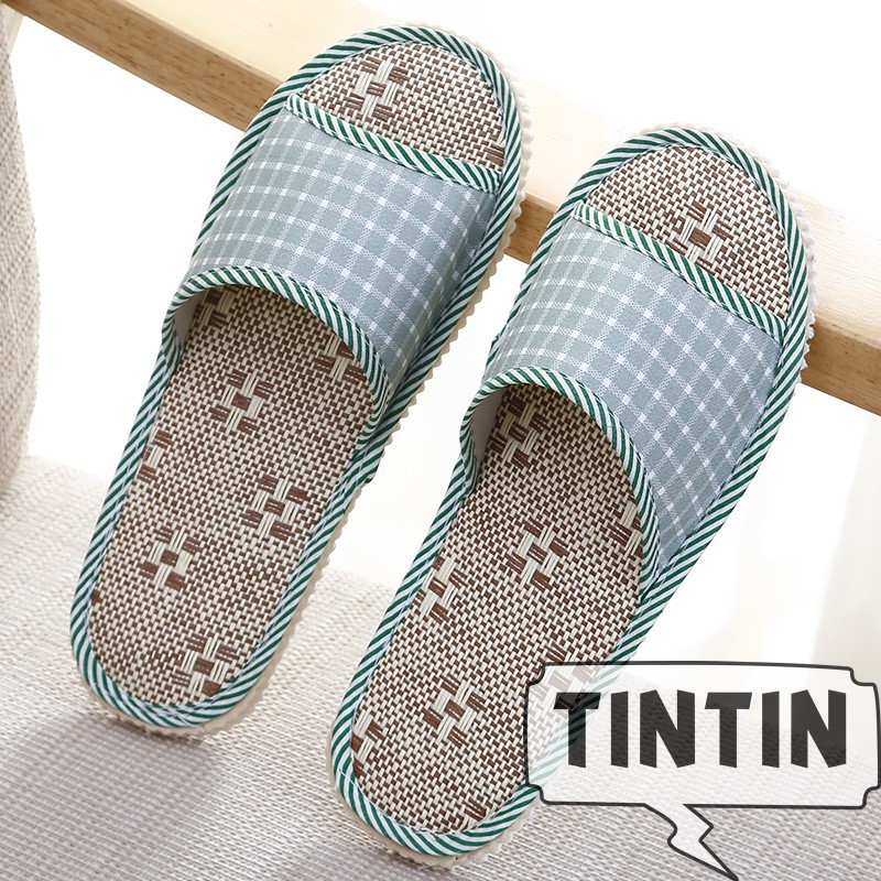 Dép đế cói vải đi 4 mùa trong nhà - văn phòng - chống thối chân TINTIN DNL08