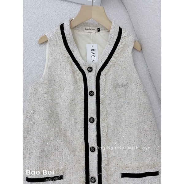 Váy dạ phối viền kèm tag chà neo