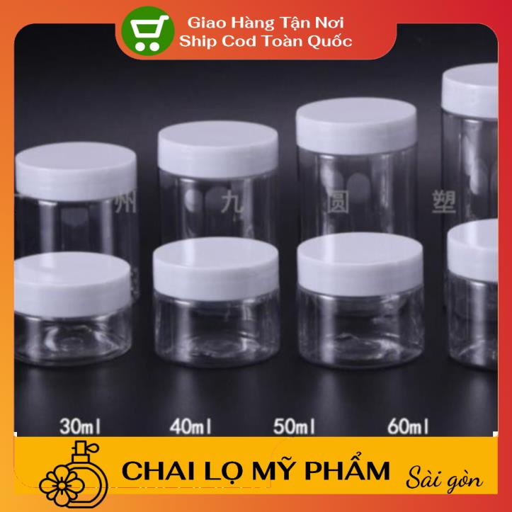 Hủ Đựng Kem ❤ SIÊU RẺ ❤ Hũ nhựa pet Trong Nắp Trắng 50g 100g 200g 250g đựng mỹ phẩm, thực phẩm, đồ khô, ngũ cốc