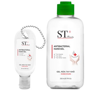 Combo gel rửa tay khô st beauty 250ml và gel rửa tay khô st beauty kiểu móc khóa gắn vào chùm chìa khóa xe & nhà 30ml