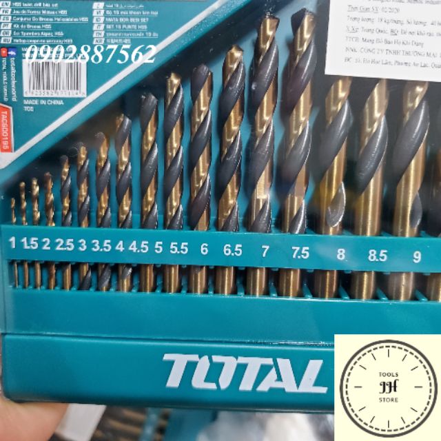 1-10mm Bộ mũi khoan kim loại HSS 19 chi tiết Total TACSD0195