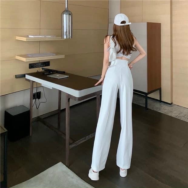 Quần ống rộng 2 khuy cạp cao chất tuyết mưa siêu tôn dáng | BigBuy360 - bigbuy360.vn