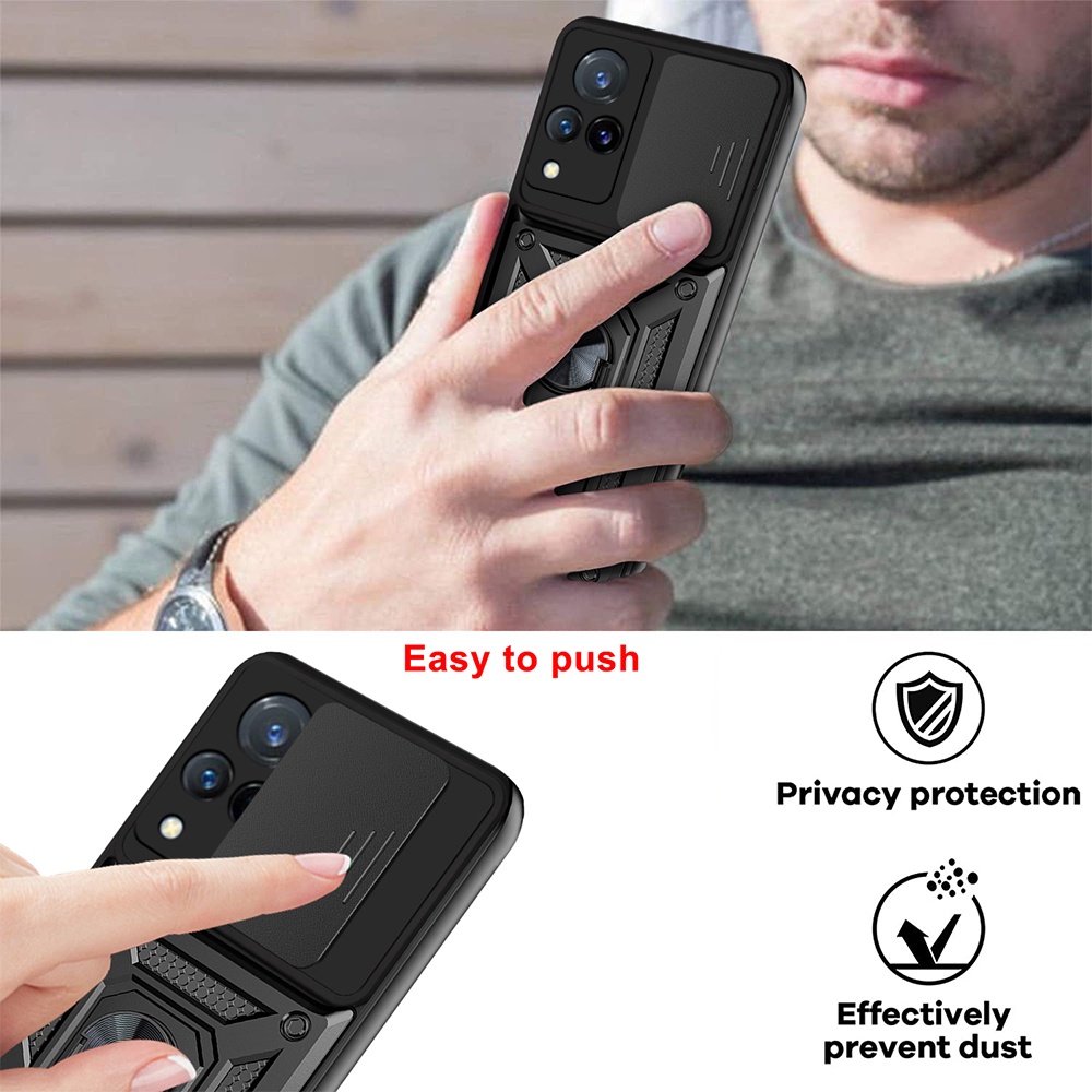 Ốp Điện Thoại Có Vòng Nhẫn Từ Tính Bảo Vệ Camera Cho Vivo V23 V21 Y15S Y15A Y21 Y76S S10e V23e Y21 Y21S Y33S Y20 Y20S Y12 Y15 Y17