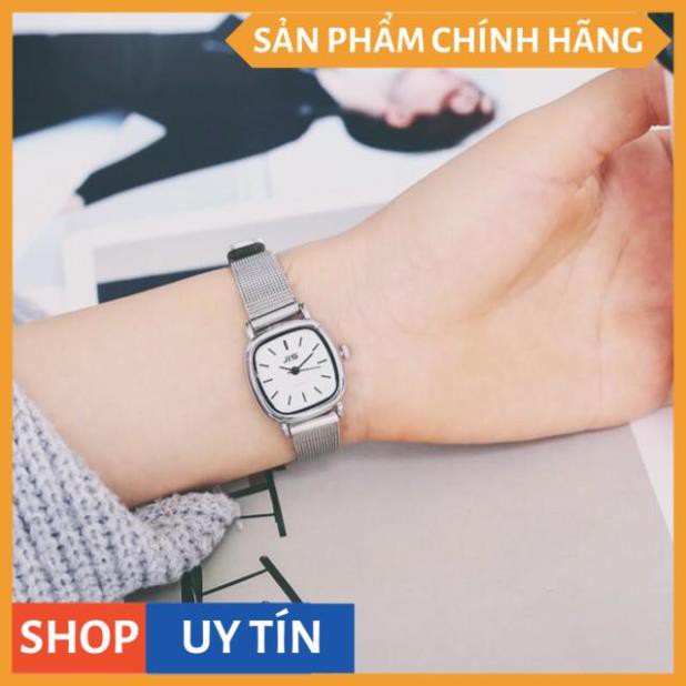 Đồng hồ nữ Jis dây kim loại mặt vuông nhỏ xinh 26mm