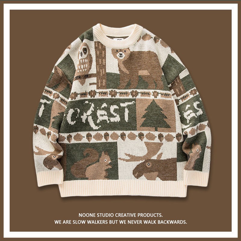 Áo khoác sweater dày dặn phối màu phong cách cổ điển Nhật Bản cho nam và nữ (S-5XL)