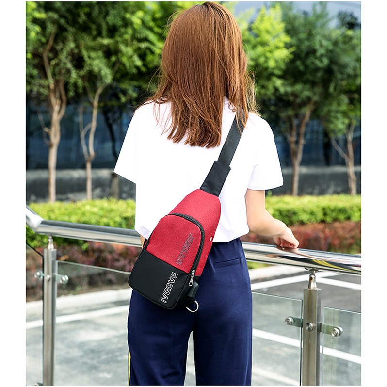 Túi đeo chéo nam, nữ tích hợp cổng kết nối USB, chất liệu vải canvas phối dù cao cấp, dùng cho mọi dịp T551 | BigBuy360 - bigbuy360.vn