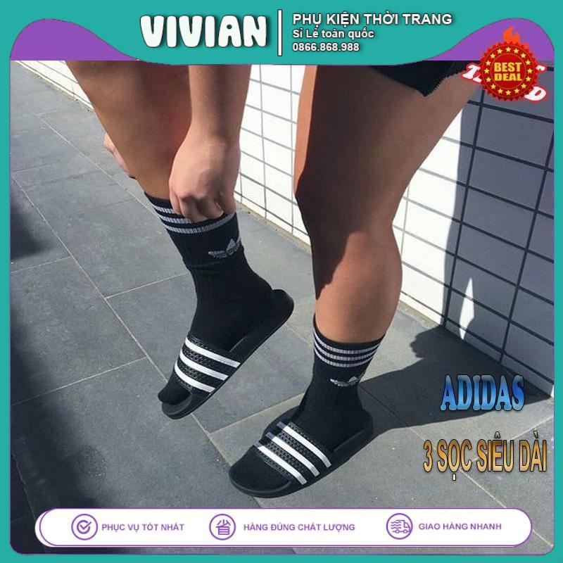 Vớ ADIDAS cổ cao 3 sọc [ Hộp 5 đôi ] Tất dệt kim Cotton kháng khuẩn, thấm hút mồ hôi cực hiệu quả