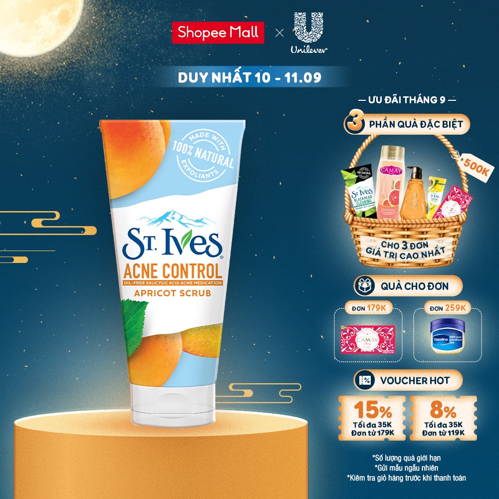 Sữa rửa mặt tẩy tế bào chết ngừa mụn St.Ives chiết xuất Trái Mơ 170g