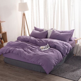 Bộ 4 Món Chăn Ga Gối Cotton Đũi Cao Cấp Mẫu MÀU TÍM Mộng Mơ Phong Cách Hàn Quốc