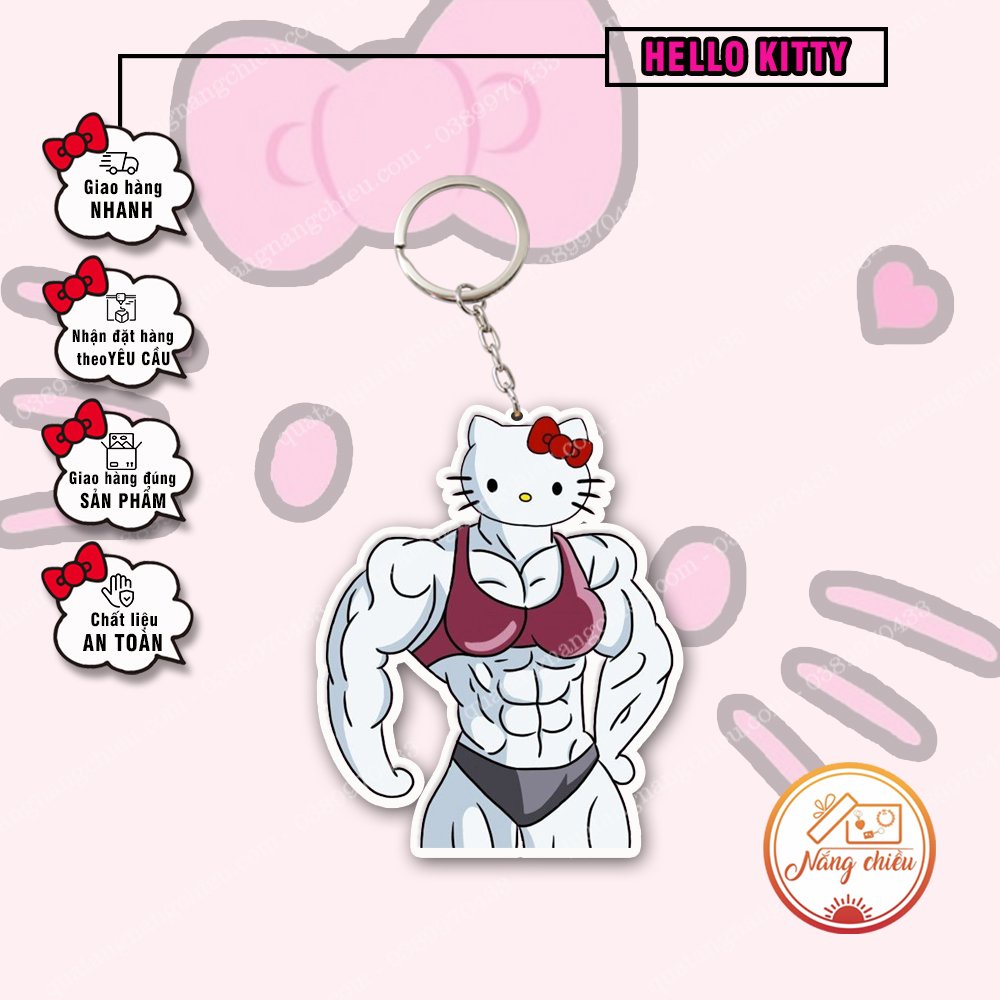 Móc khoá mèo hello kitty cơ bắp đô con lực lưỡng đáng yêu, quà tặng sinh nhật, sự kiện, đa dạng mẫu mã
