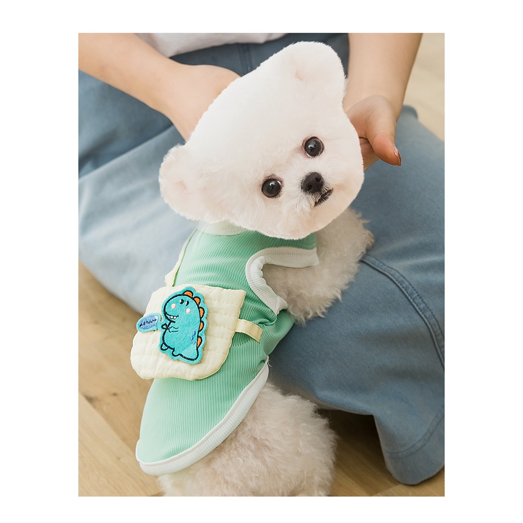 áo ba lỗ giả túi khủng long cho chó mèo