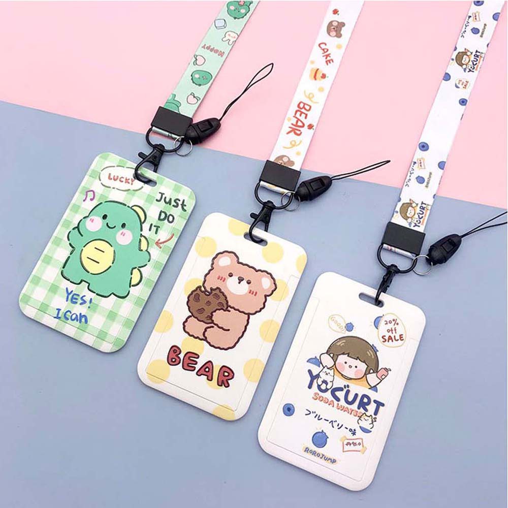 Vỏ Đựng Thẻ ID Kèm Dây Đeo Họa Tiết Hoạt Hình Xinh Xắn