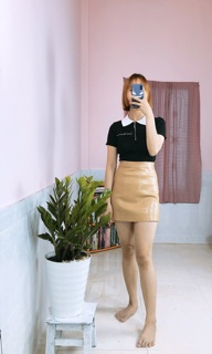 CHÂN VÁY DA LÌ CHỮ A QCL1(CÓ ẢNH+VIDEO THẬT)