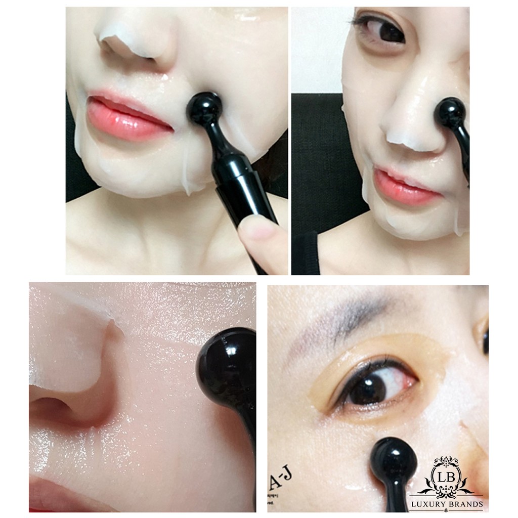 Set mặt nạ mask Hàn Quốc cao cấp Double&Zero ngọc trai đen tác động kép bảo vệ và tái dạo da (kèm cây lăn dưỡng da)
