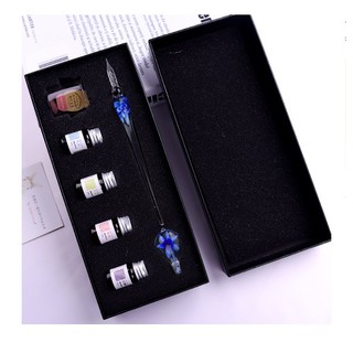 Set bút thuỷ tinh + 1 cốc + 4 mực hộp giấy