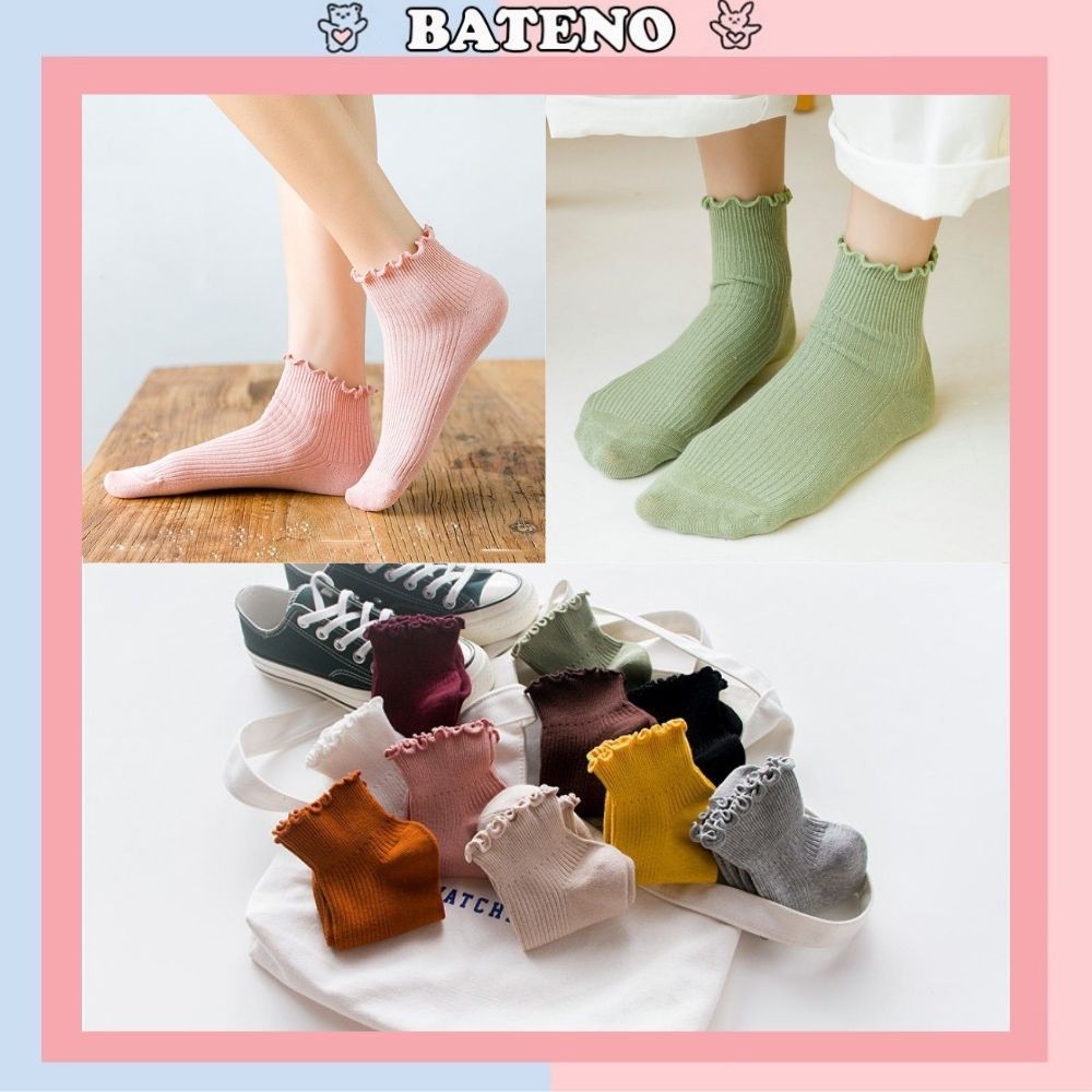 Tất vintage ngắn cổ bèo viền đủ màu TN10