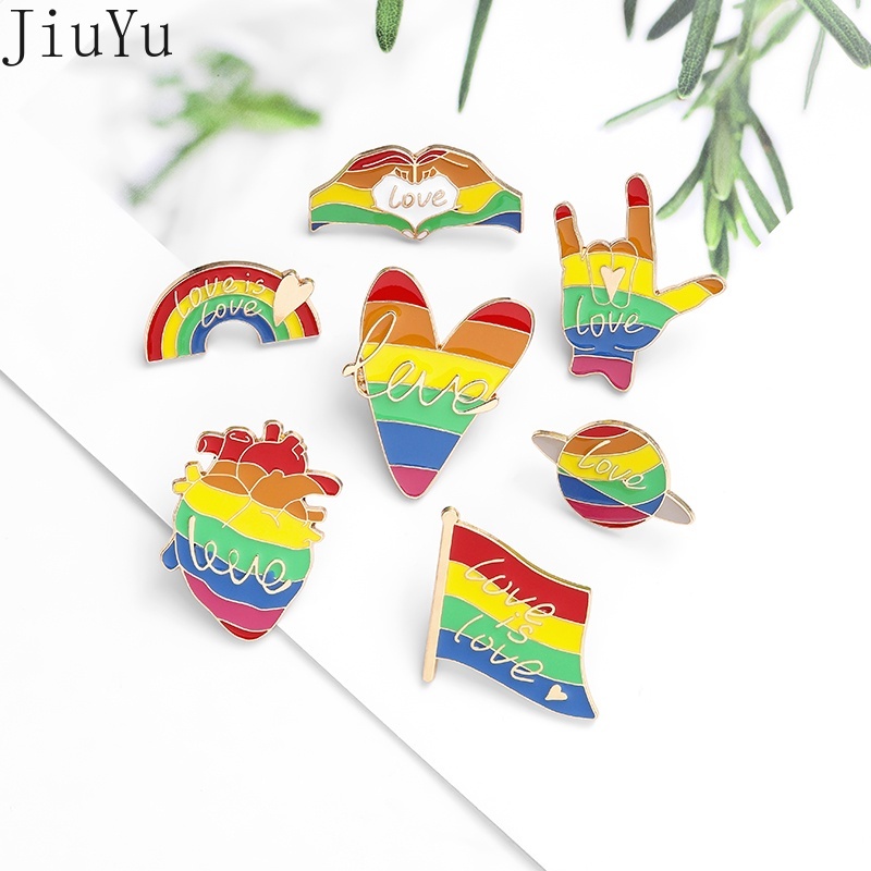 Ghim Cài Áo Tráng Men Hình Trái Tim/Cầu Vồng/Đám Mây/Trái Tim Nghệ Thuật Làm Quà Tặng Cho Túi Xách