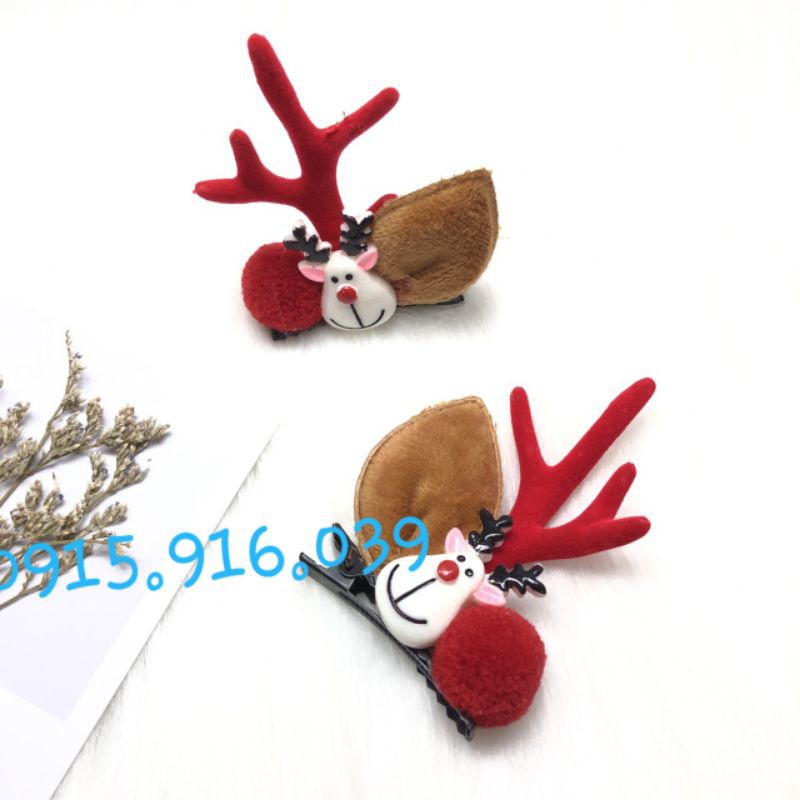 Set 2 Kẹp tóc Sừng Tuần lộc giáng sinh, kẹp Giáng sinh