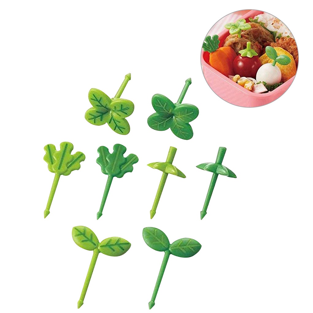 8pcs Fruit Fork Children Toothpick Food Prod Leaves Plastic Decoration Lunch Box Accessory burang