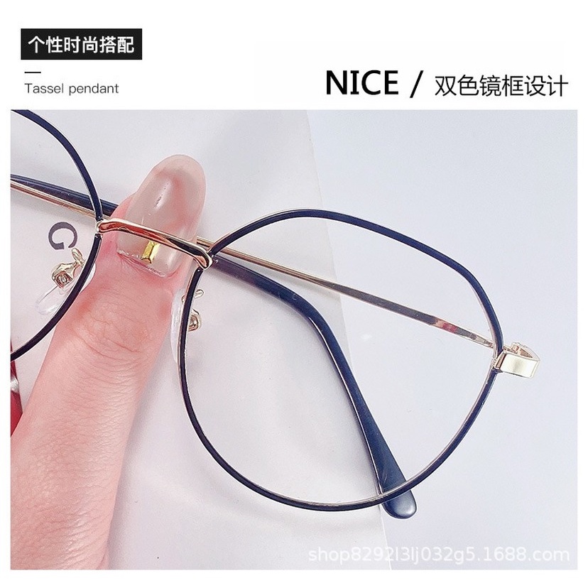 (KIQI-FASHION) COD Mắt Kính Gọng Tròn Bằng Kim Loại Chống Bức Xạ Phong Cách Cổ Điển Thời Trang Cho Nam Và Nữ