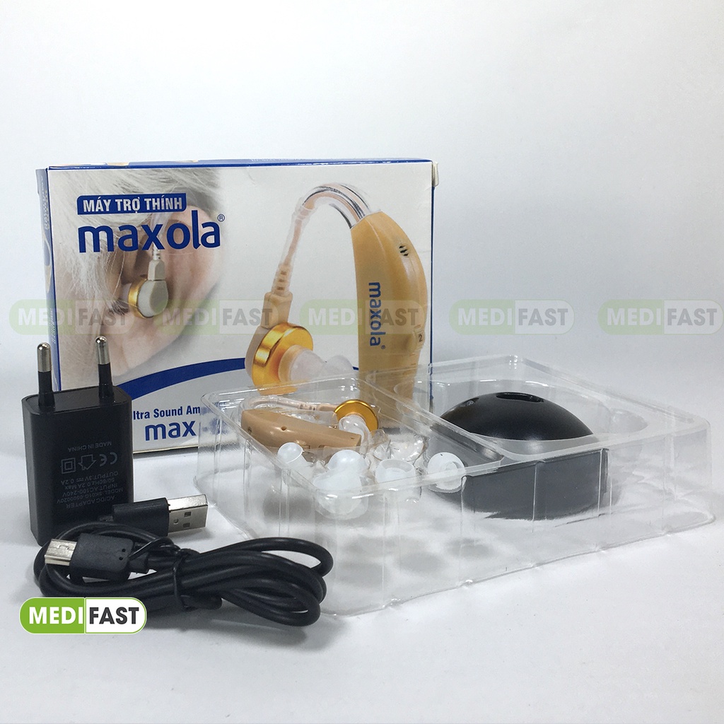 Máy trợ thính Maxola và Inqua không dây, tai nghe siêu nhỏ cho người già sạc pin, lọc tiếng ồn