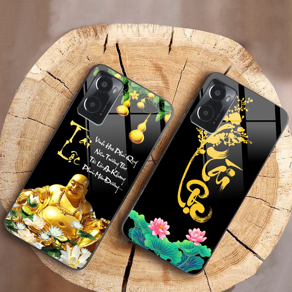 Ốp lưng KÍNH Oppo A36 / A76 / A96 4G in hình 3D TÀI LỘC-TÂM AN -MÃ ĐÁO