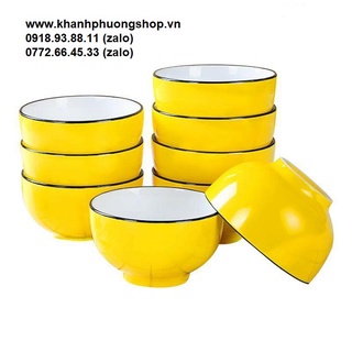 bộ 6 chén sứ vàng - chén sứ vàng