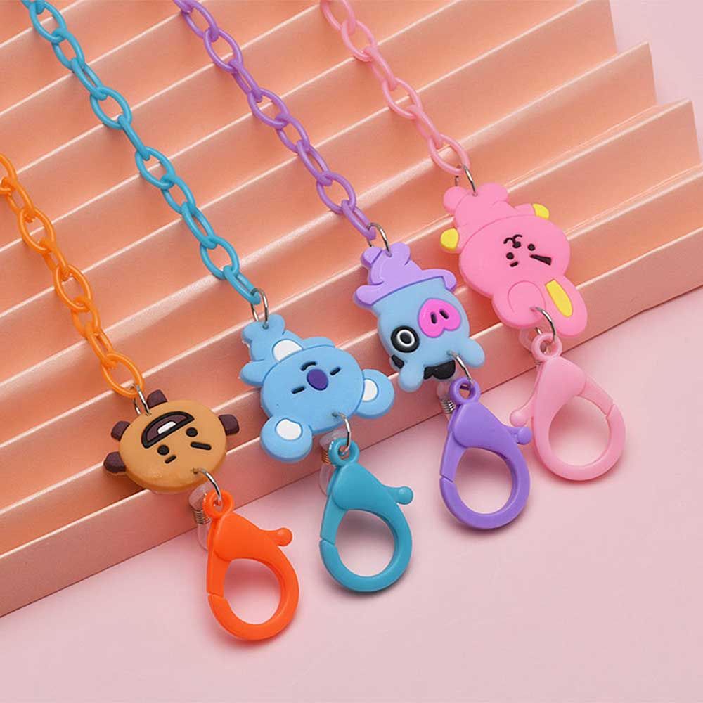 [Hàng mới về] Dây xích đeo kính chống trượt gắn hình BT21 bằng acrylic hợp thời trang cho nữ