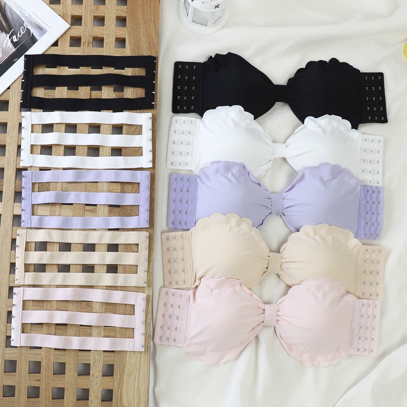 Áo Lót Ống Mỏng Không Dây Phối Bèo Và Đệm Ngực Đính Nơ Phong Cách Mới Cho Nữ