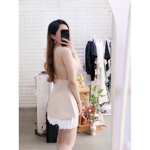 Áo lụa hở lưng (hình thật trải sàn)