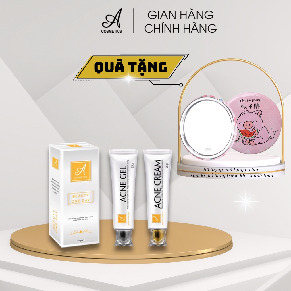 Kem Ngừa Mụn Siêu Tốc Độ Acosmetics, Tặng 1 Kem xóa thâm - 50g, tặng gương