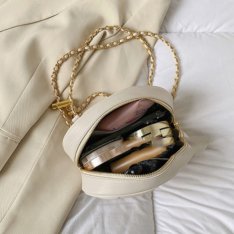 Túi Đeo Chéo Dây Xích Dáng Tròn Nhỏ Dễ Phối Đồ Thời Trang Cho Nữ