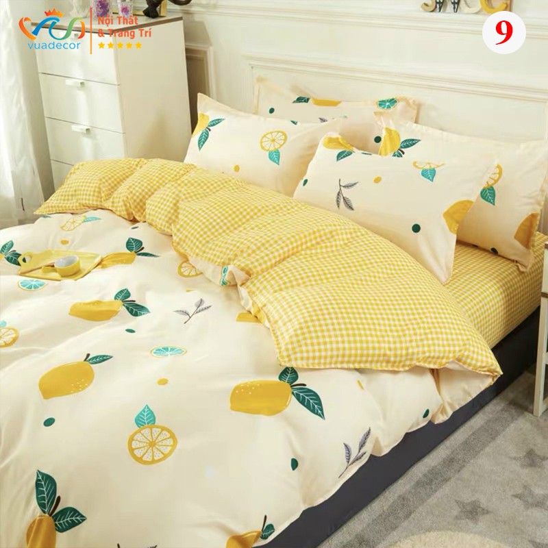 Vỏ chăn ga gối cotton Poly họa tiết dễ thương trang trí, decor phòng ngủ phong cách Hàn Quốc - Hàng nhập khẩu cao cấp