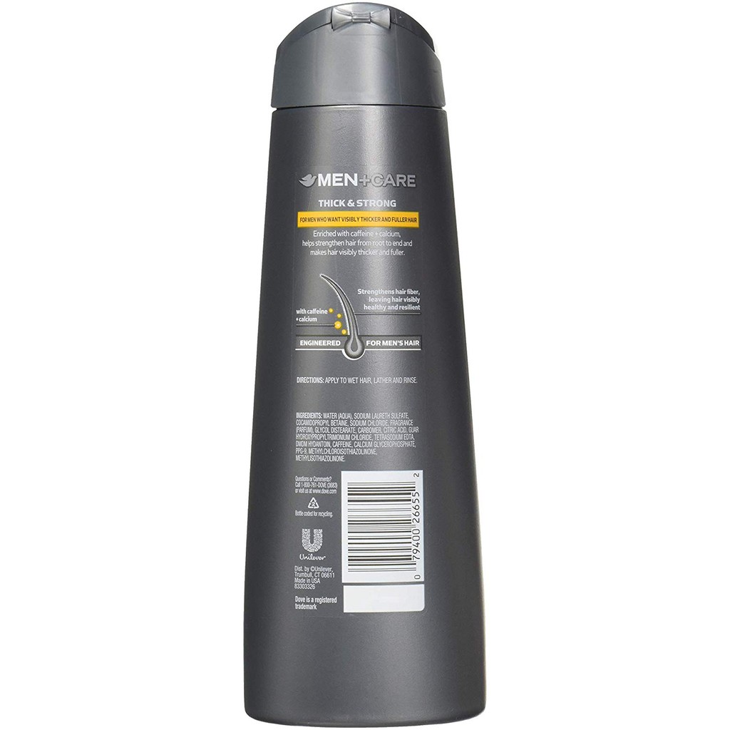 Dầu gội & xả nam Dove Men+Care 2 in 1 Shampoo and Conditioner Thick & Strong 355ml (Mỹ)