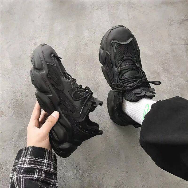 sneakers Giày Thể Thao Đế Dày Màu Đen Kiểu Retro Dễ Phối Đồ Cho Cặp Đôi