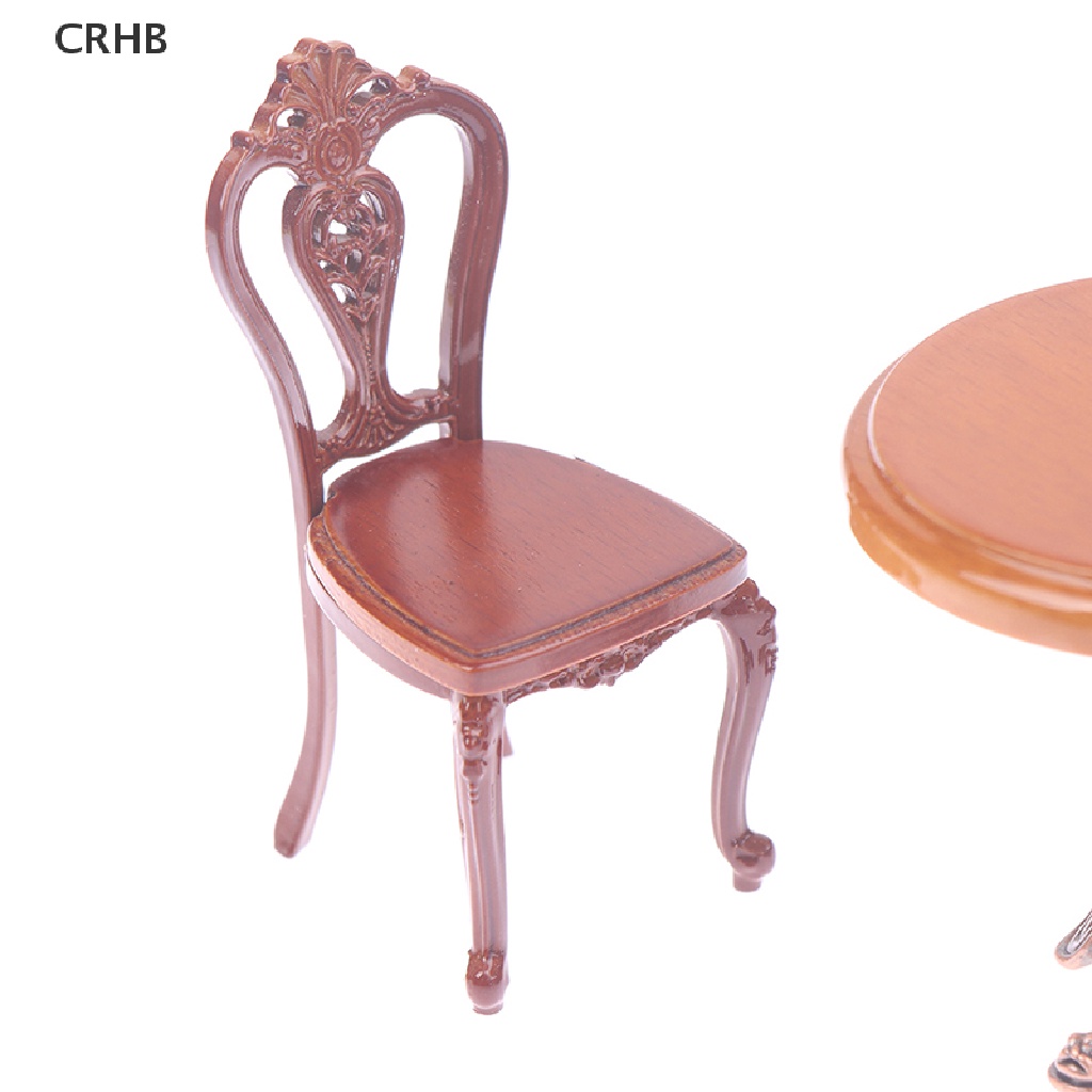 CRHB 1/12 Wood Dollhouse Miniature Wooden Furniture Miniature Round Stool/table NEW