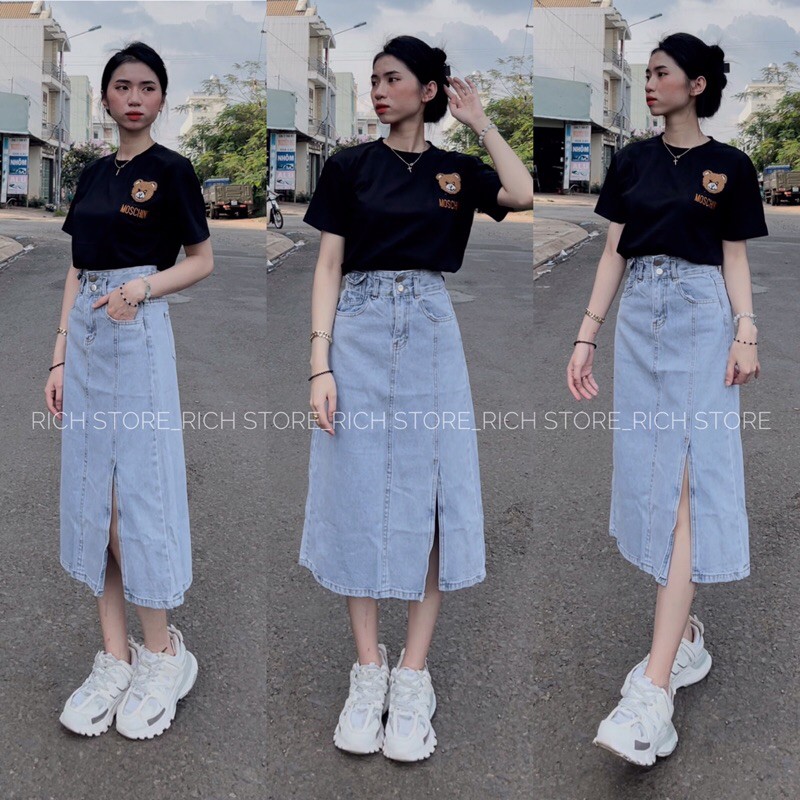 Set áo thun gấu-Chân váy