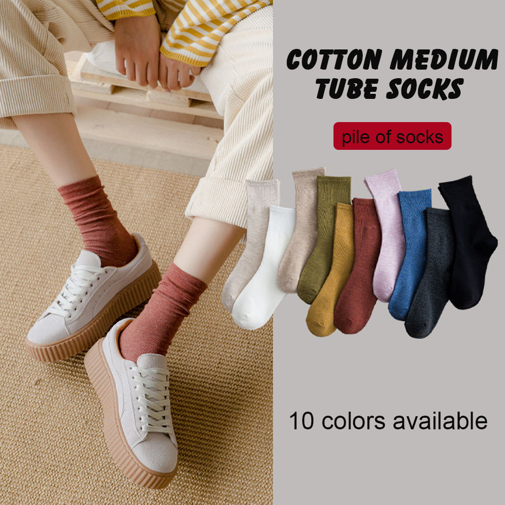 Vớ Cotton Cổ Thuyền Màu Trơn Đơn Giản Cho Nữ