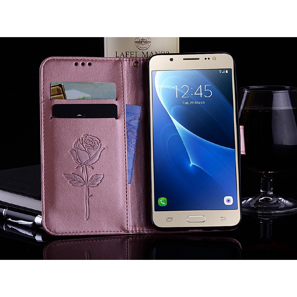 Bao da dập nổi hoa hồng xinh xắn cho Samsung Galaxy J5 J7 2016 | BigBuy360 - bigbuy360.vn