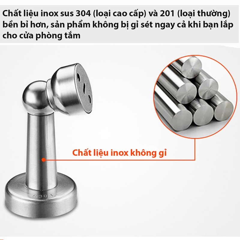 Chặn cửa thông minh, hít nam châm, chống va đập kèm ốc vít