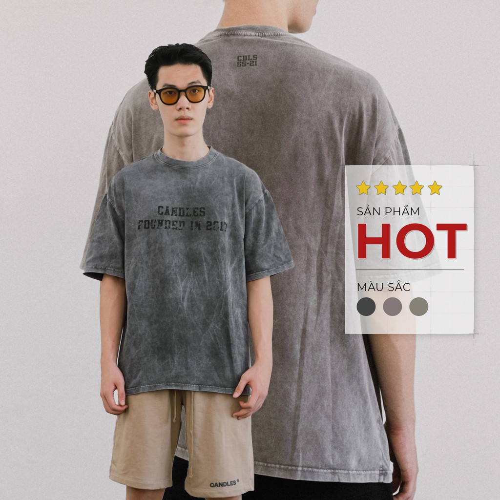 Áo phông unisex loang màu Logo Founded Candles Studio | BigBuy360 - bigbuy360.vn