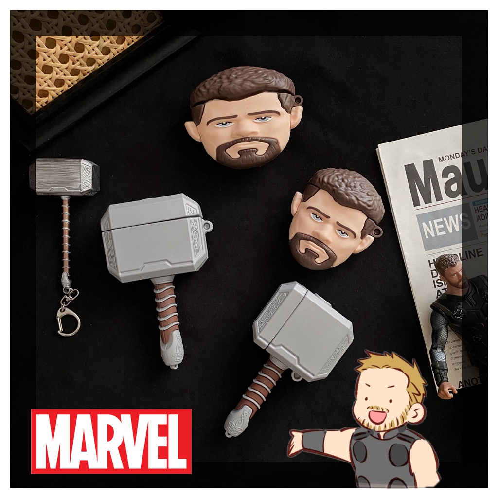 Vỏ Bảo Vệ Hộp Sạc Tai Nghe AirPods3 2021 3 Hình Thor Và Búa Thor 3D Phong Cách Mới