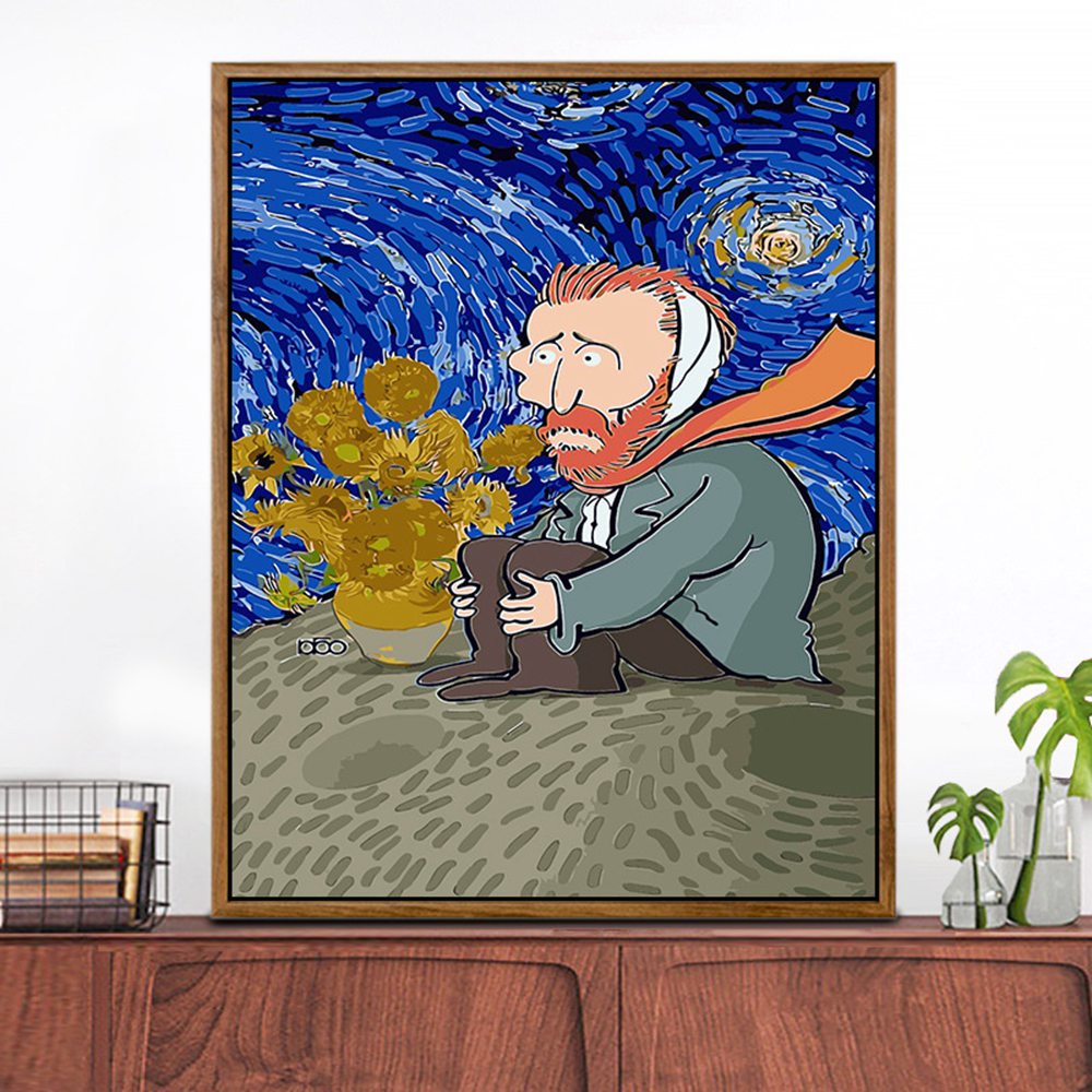 Tranh Sơn Dầu Họa Tiết Hoa Hướng Dương Van Gogh Bắt Mắt 50x65cm 40x50cm