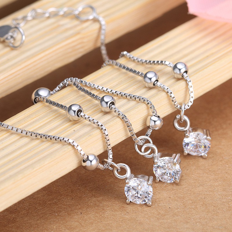 Lắc Chân Nữ Bạc 925 Đính Đá Lấp Lánh LC-1550 - Bảo Ngọc Jewlery