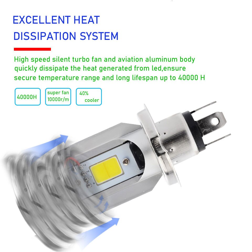 Bóng đèn Led pha xe gắn máy trợ sáng chân H4, chân BA20D, thay thế được cho bóng đèn zin