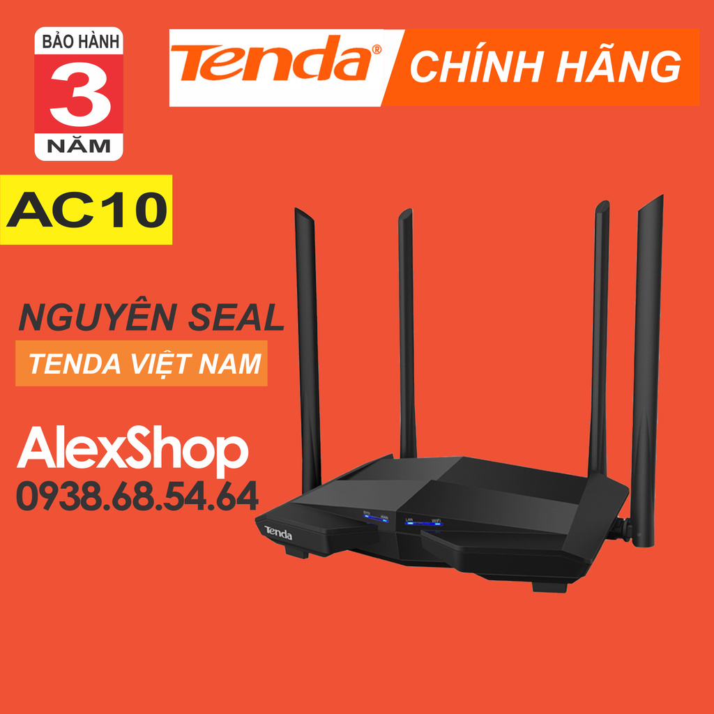 [Chính Hãng BH 3 Năm] Tenda AC10v3 Thiết Bị Phát Wifi AC1200M Công Gigabit Băng Tần Kép 2.4G và 5G