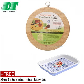 Thớt gỗ tròn có khoen xoay D240 Gỗ Đức Thành 02051-MUA 2 TẶNG KÈM 1 KHAY TRÀ